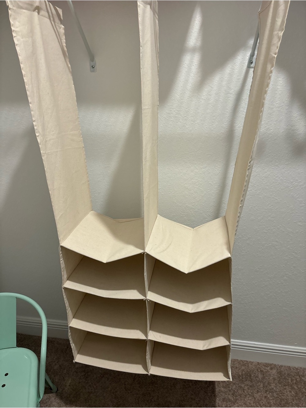 Canvas Hanging Closet Organizer – Cream 8-Shelf Storage